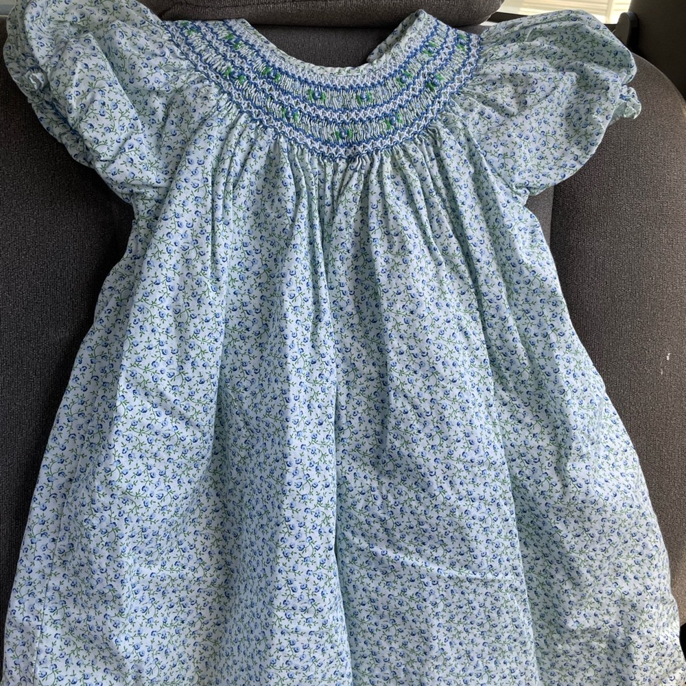 Petit Ami Blue Floral Smocked Dress